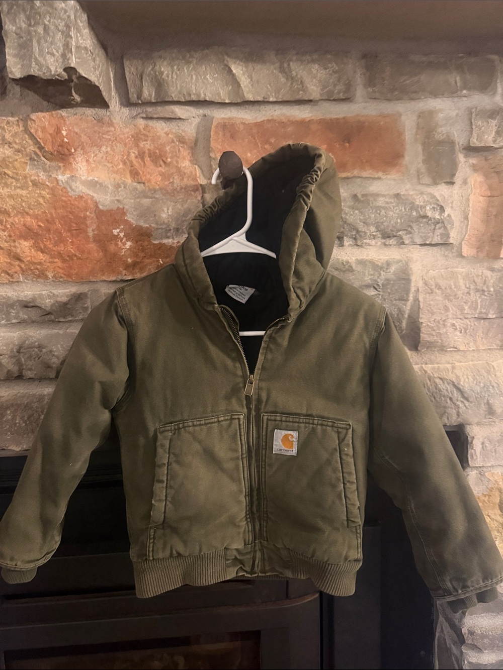 Carhartt Kids Olive Green Hooded Puffer Jacket